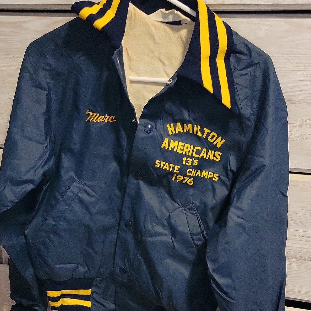 Hamilton Americans Navy & Yellow Varsity Jacket 70s vintage baseball jkt